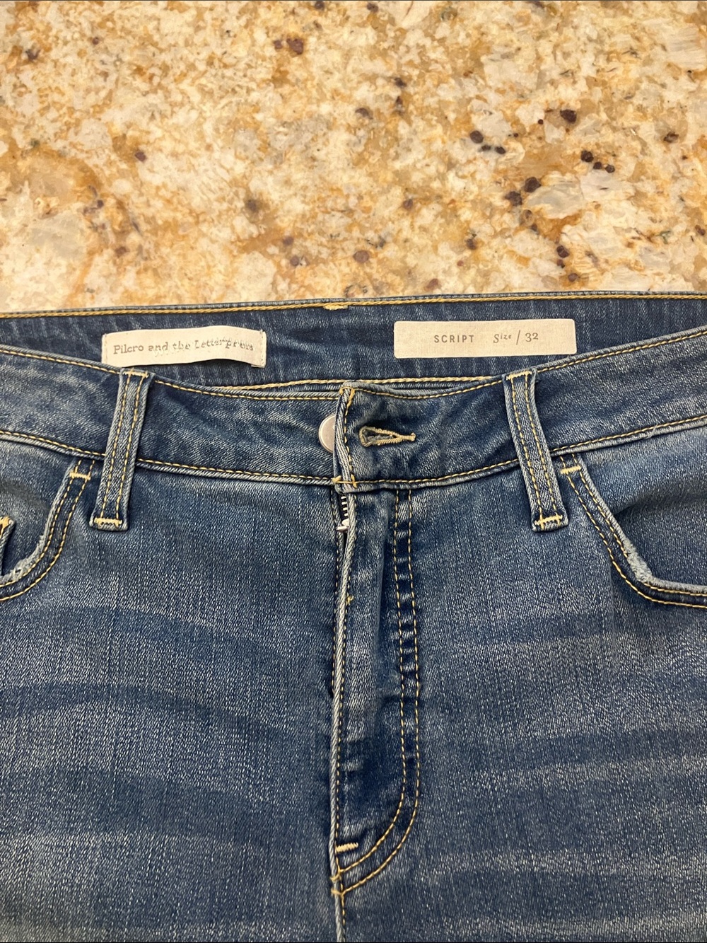Pilcro Script Blue Denim Jeans - Classic Wash